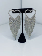 Load image into Gallery viewer, FALLING HEART “SILVER” CHANDELIER EARRINGS
